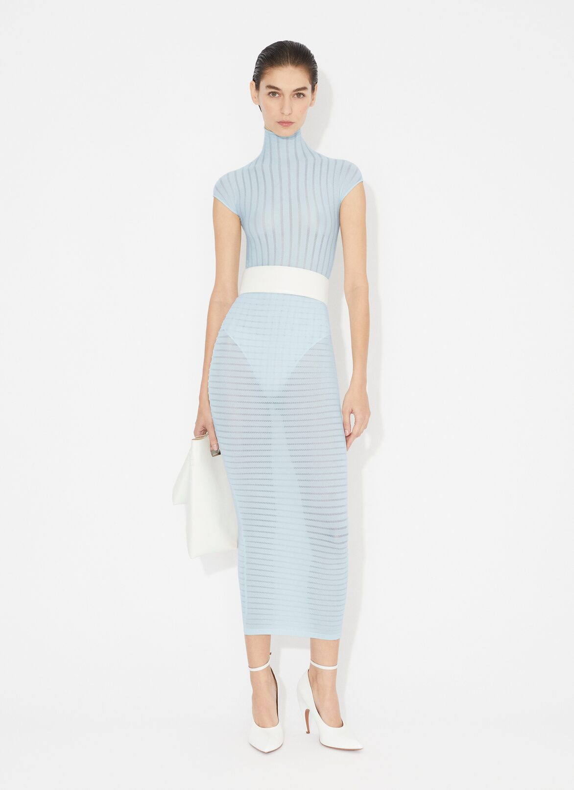 STRIPPED TUBE SKIRT ALAÏA BLUE STRIPPED TUBE SKIRT